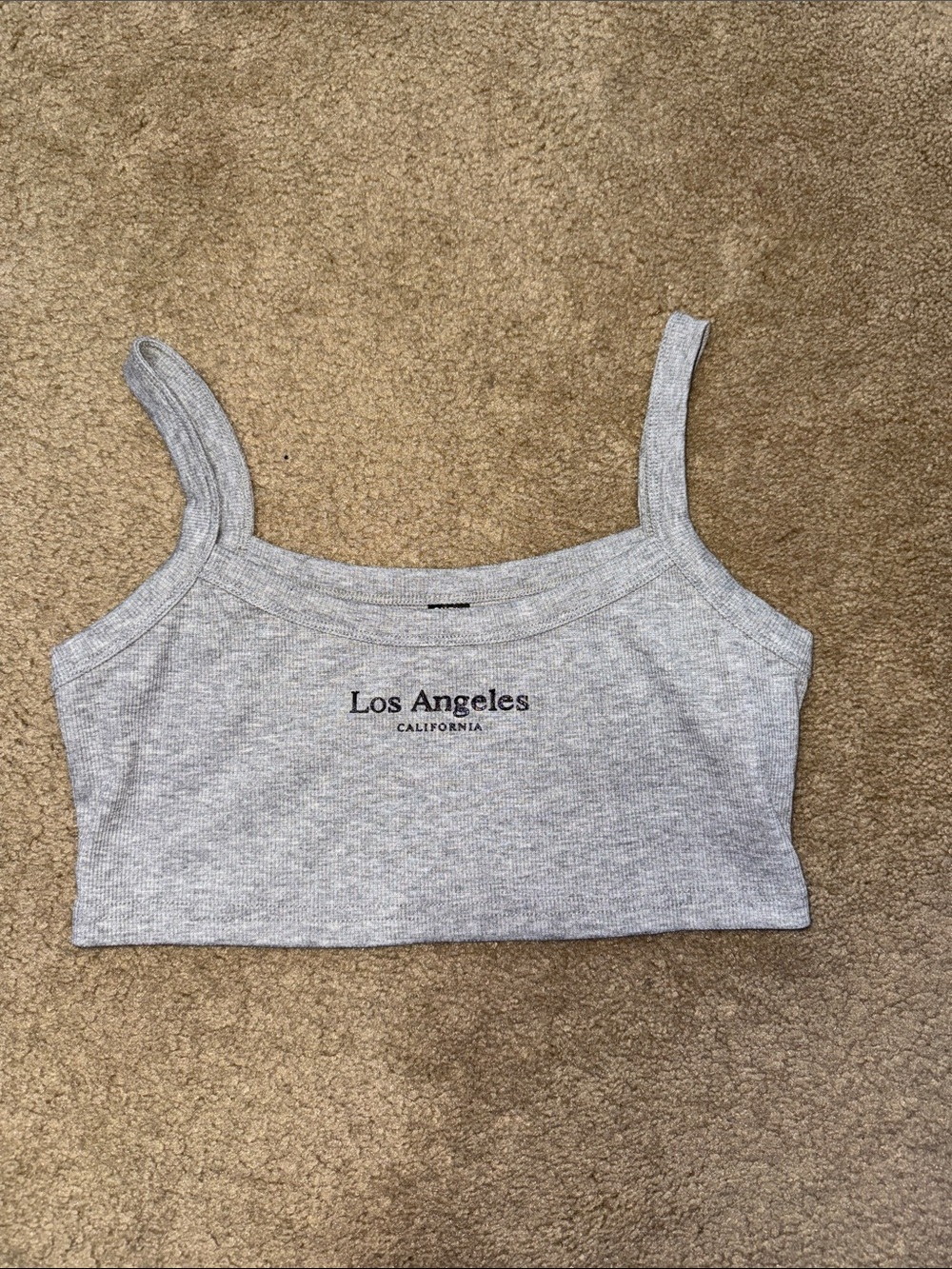 SHEIN Light Gray Ribbed Los Angeles Cropped Tank